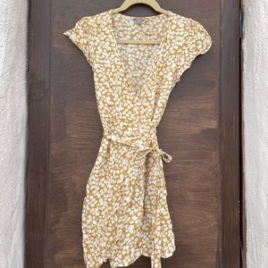 Yellow floral wrap dress!